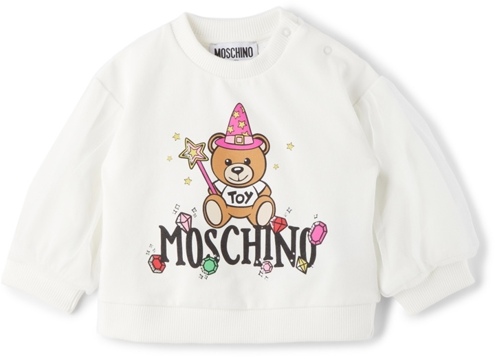 Photo: Moschino Baby White Tulle Sleeve Fairy Print Sweatshirt
