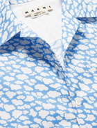 MARNI - Convertible-Collar Printed Cotton-Poplin Shirt - Blue