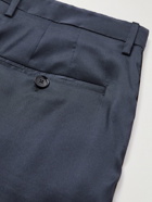 Etro - Straight-Leg Webbing-Trimmed Printed Silk-Satin Drawstring Shorts - Blue