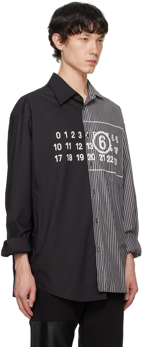 MM6 Maison Margiela Black Asymmetric Stripe Long Sleeve Shirt MM6
