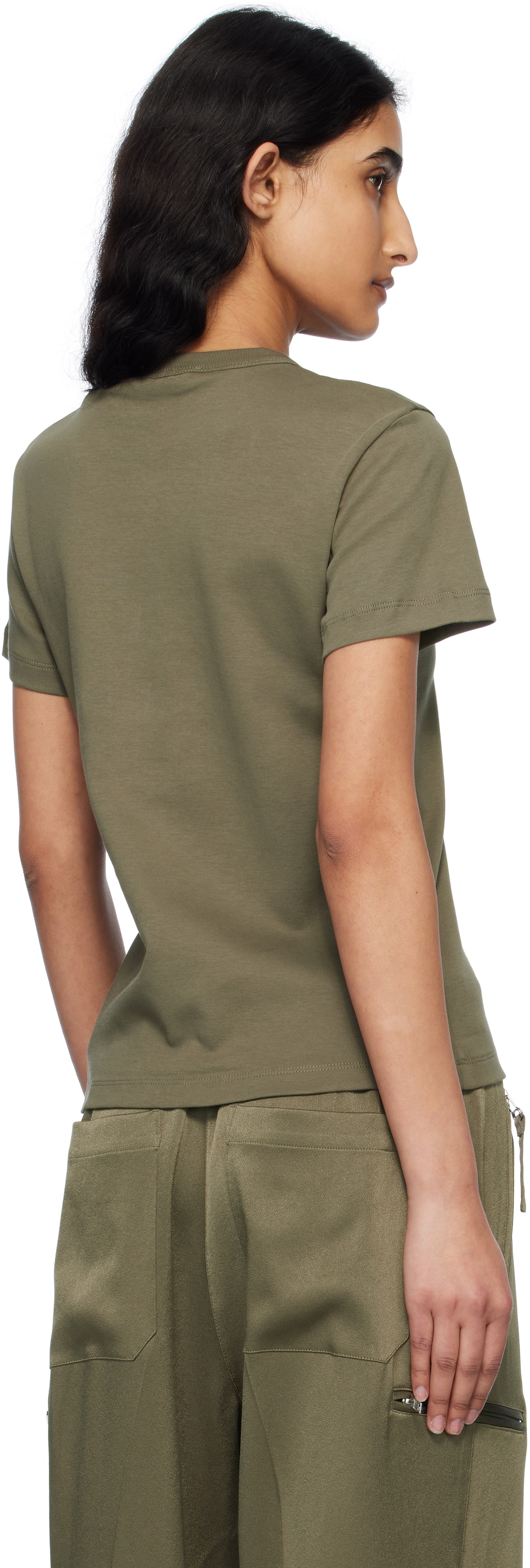 Helmut Lang Khaki Slim Logo T-shirt