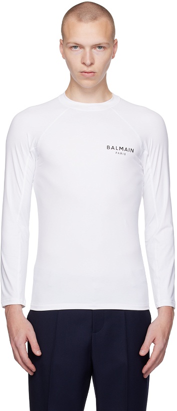 Photo: Balmain White Raglan Long Sleeve T-Shirt