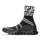 Fendi Black Forever Fendi Knit High-Top Sneakers