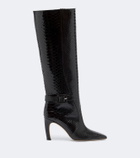 Malone Souliers Raven croc-effect leather knee-high boots