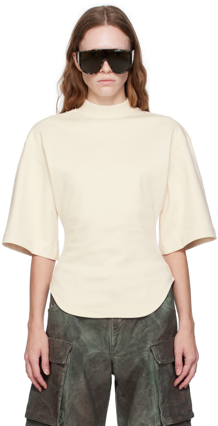 Tシャツ・カットソー The Attico Loose-Fit Off-White Cotton T-Shirt With Ribbed The Attico Off-White Cutout T-Shirt The Attico