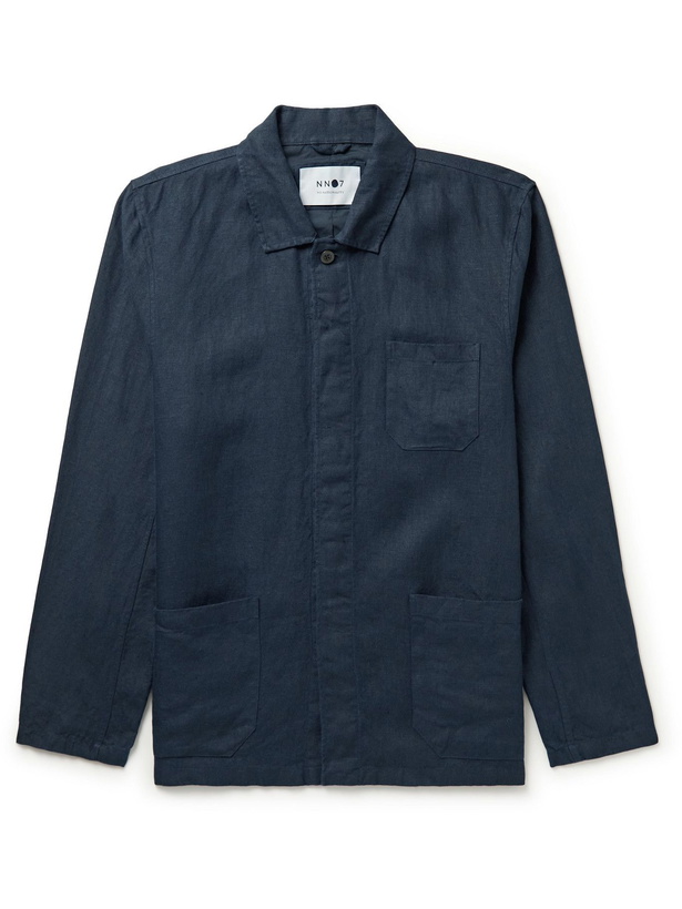 Photo: NN07 - Oscar Linen Overshirt - Blue