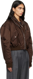 Givenchy Brown Zipped Shawl Collar Bomber Jacket