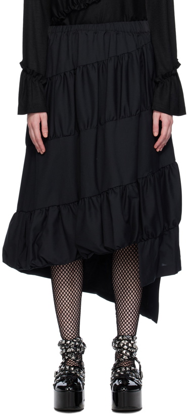 Photo: Noir Kei Ninomiya Black Asymmetric Midi Skirt