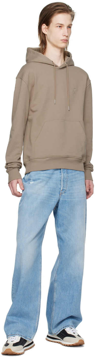 AMI Paris Taupe Ami de Cœur Hoodie