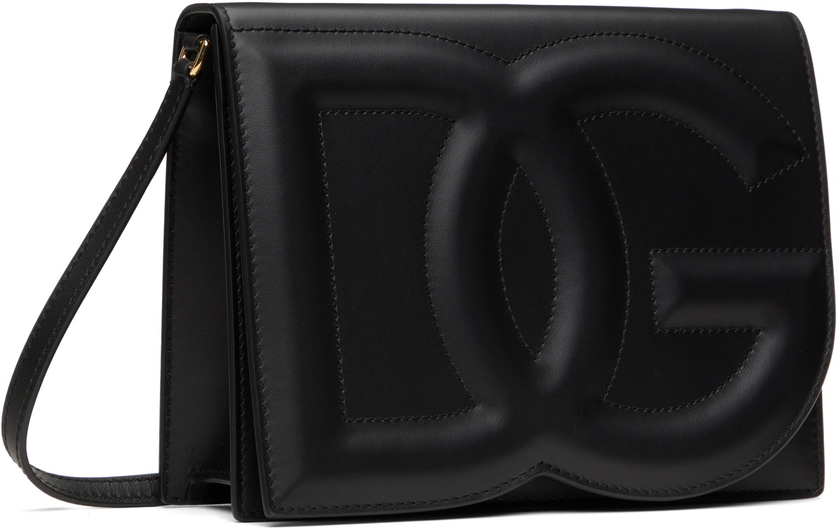 Dolce&Gabbana Black Calfskin 'DG' Logo Crossbody Bag