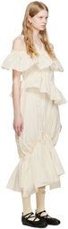 Simone Rocha Off-White Tiered Ruffle Midi Dress