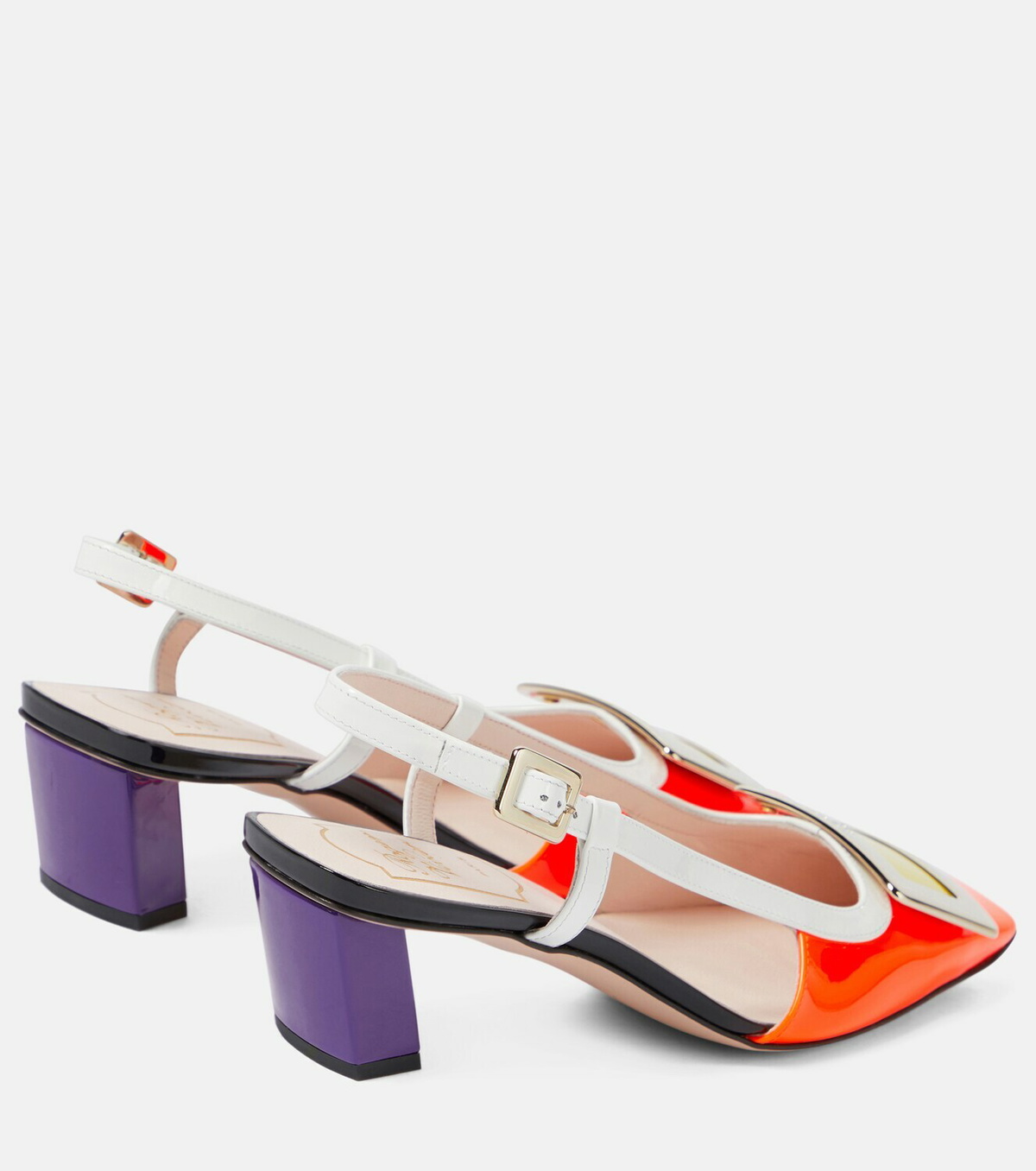 ROGER VIVIER 25S BELLE VIVIER PUMPS 45MM IN PALE MINT GREEN CALFSKIN GOLD BUCKLE