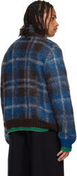 sacai Brown & Blue Plaid Mohair Sweater
