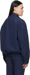 Marni Navy Embroidered-Logo Jacket