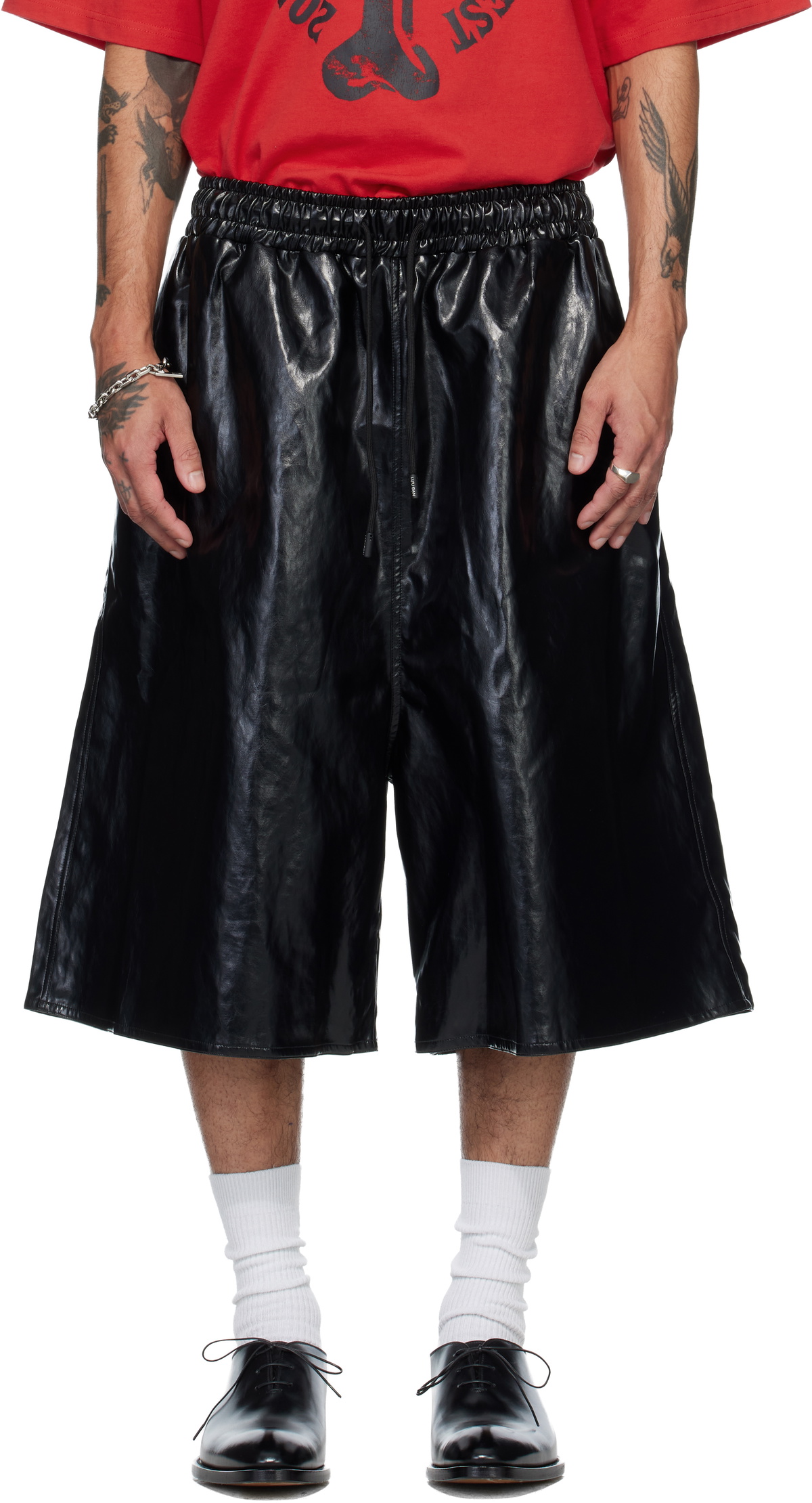 LU'U DAN Black BBall Faux-Leather Shorts