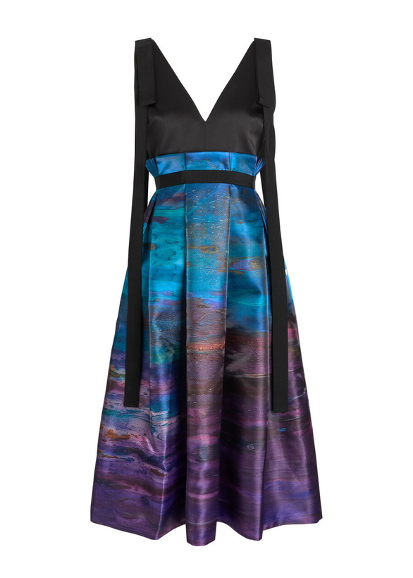 Photo: Roksanda Runa Printed Satin Midi Dress Black