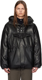Nanushka Black Osana Faux-Leather Down Jacket