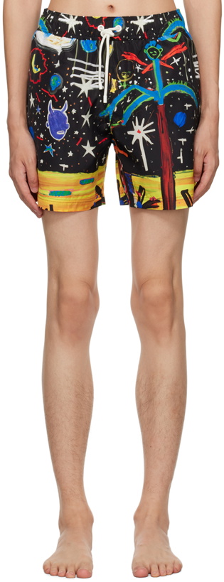 Photo: Palm Angels Black Graphic Swim Shorts