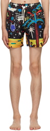 Palm Angels Black Graphic Swim Shorts