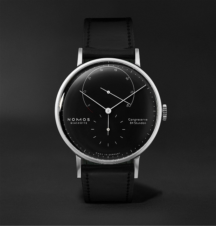Photo: NOMOS Glashütte - Lambda Hand-Wound 40.5mm Stainless Steel and Leather Watch, Ref. No. 960.S2 - Black