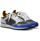 Dunhill - Radial Runner Leather and Suede-Trimmed Mesh Sneakers - Men - Midnight blue