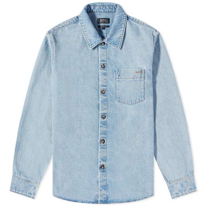 Photo: A.P.C. Men's Vittorio Denim Overshirt in Light Blue