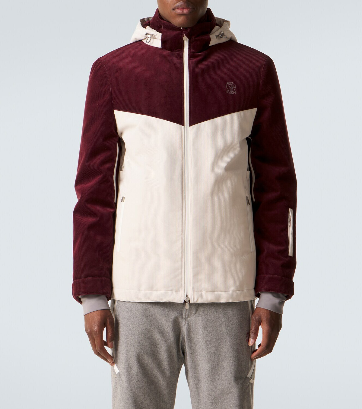 Brunello Cucinelli Hooded cotton corduroy ski jacket