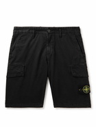 Stone Island - Straight-Leg Logo-Appliquéd Stretch-Cotton Shorts - Black