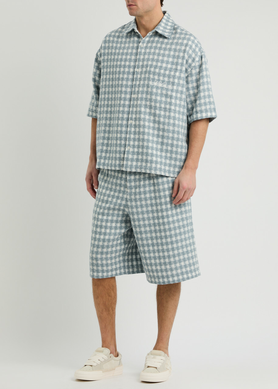 Nahmias Plaid-jacquard Woven Shorts Grey