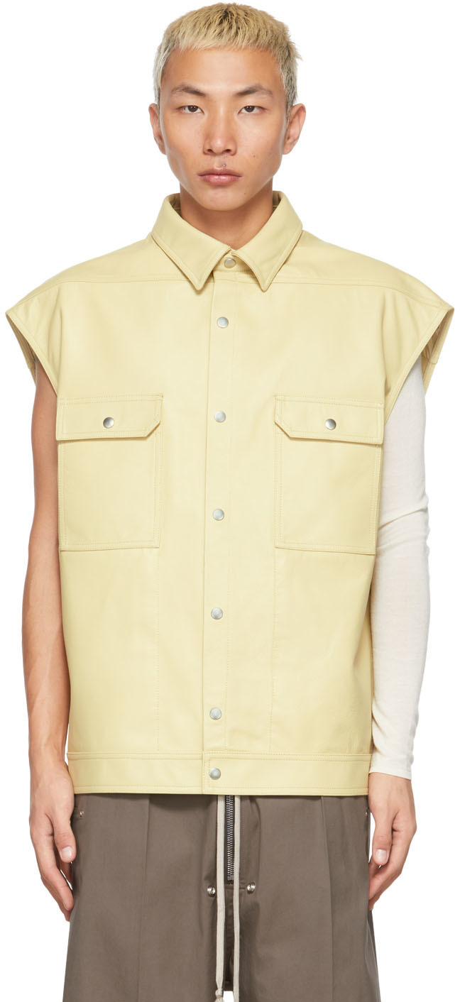 Rick Owens Beige Leather Jumbo Outershirt Vest