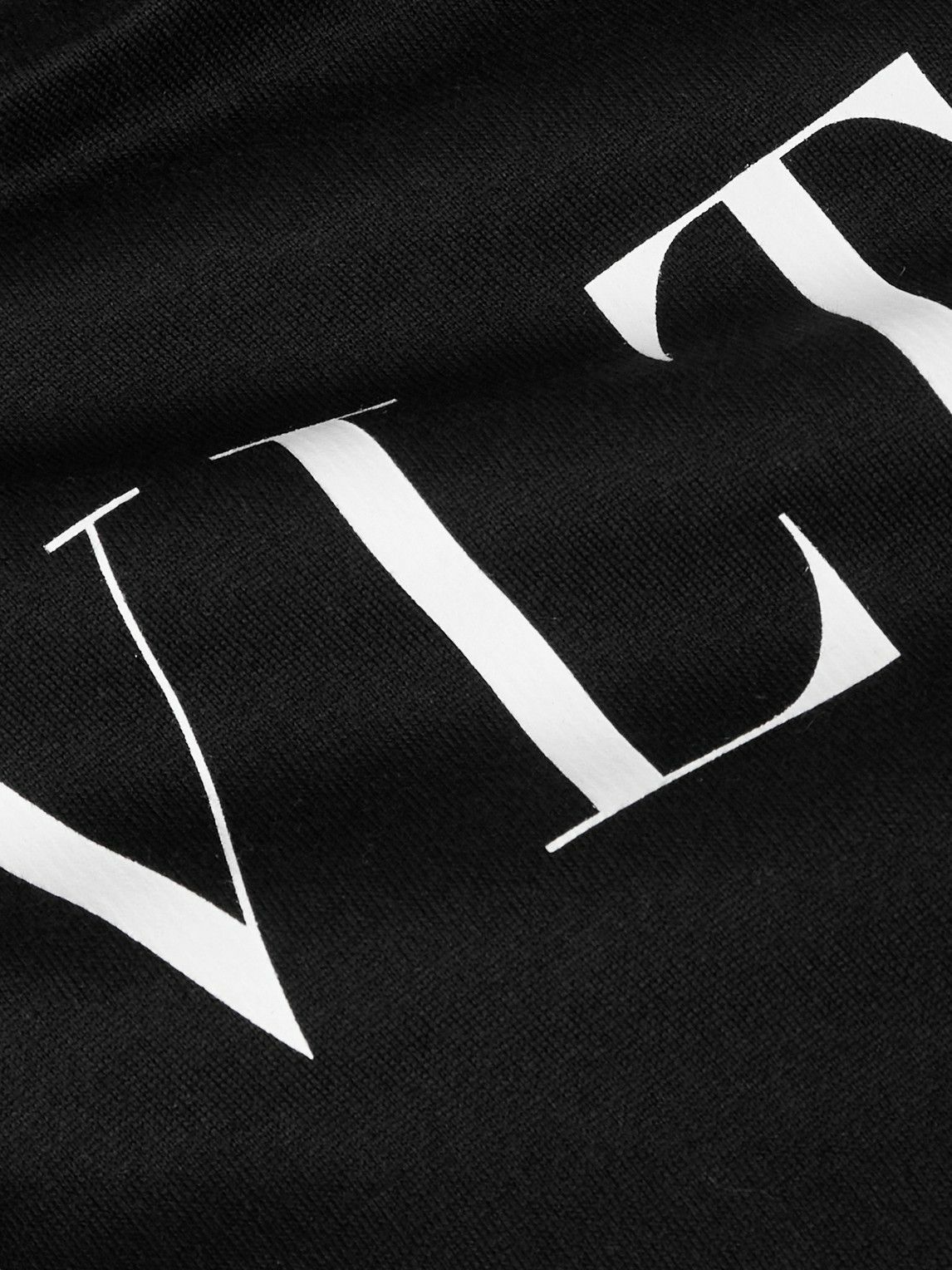 Valentino Garavani - Logo-Print Cotton-Blend Jersey Hoodie - Black