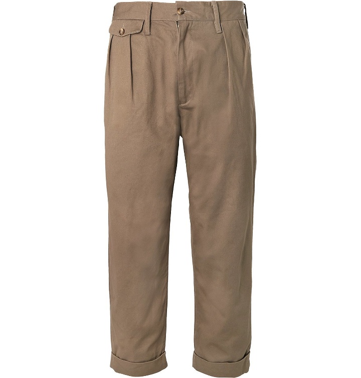 Photo: The Workers Club - Tapered Pleated Cotton-Twill Chinos - Brown