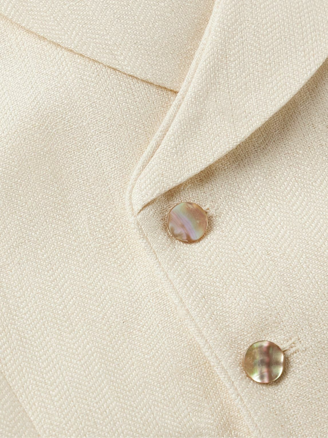 Favourbrook - Randwick Slim-Fit Double-Breasted Herringbone Linen and Silk-Blend and Satin Waistcoat - Neutrals