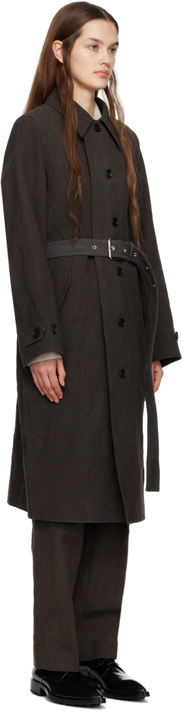 UMBER POSTPAST Brown Crinkled Trench Coat
