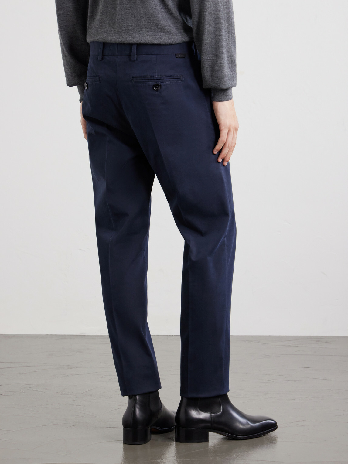 TOM FORD - Tapered Cotton-Blend Twill Trousers - Blue