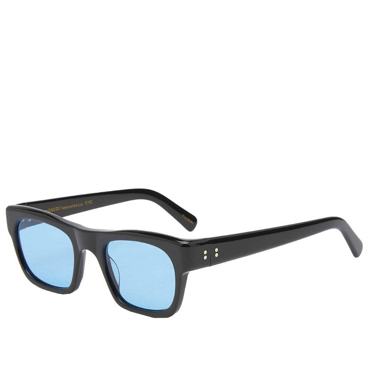 Photo: Moscot Nudnik Sunglasses in Black/Blue