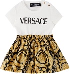 Versace Baby White & Black Barocco Dress