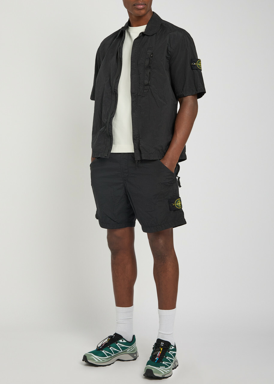 Stone Island Crinkled Nylon Overshirt Black