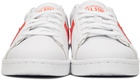 Converse White & Orange Leather Pro OX Sneakers