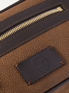 Kingsman - Leather-Trimmed Pebble-Grain Suede Wash Bag