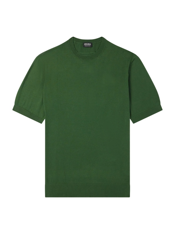 Photo: Zegna - Knitted Cotton T-Shirt - Green