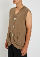 Simone Rocha Faux Pearl-embellished Wool-blend Vest Camel