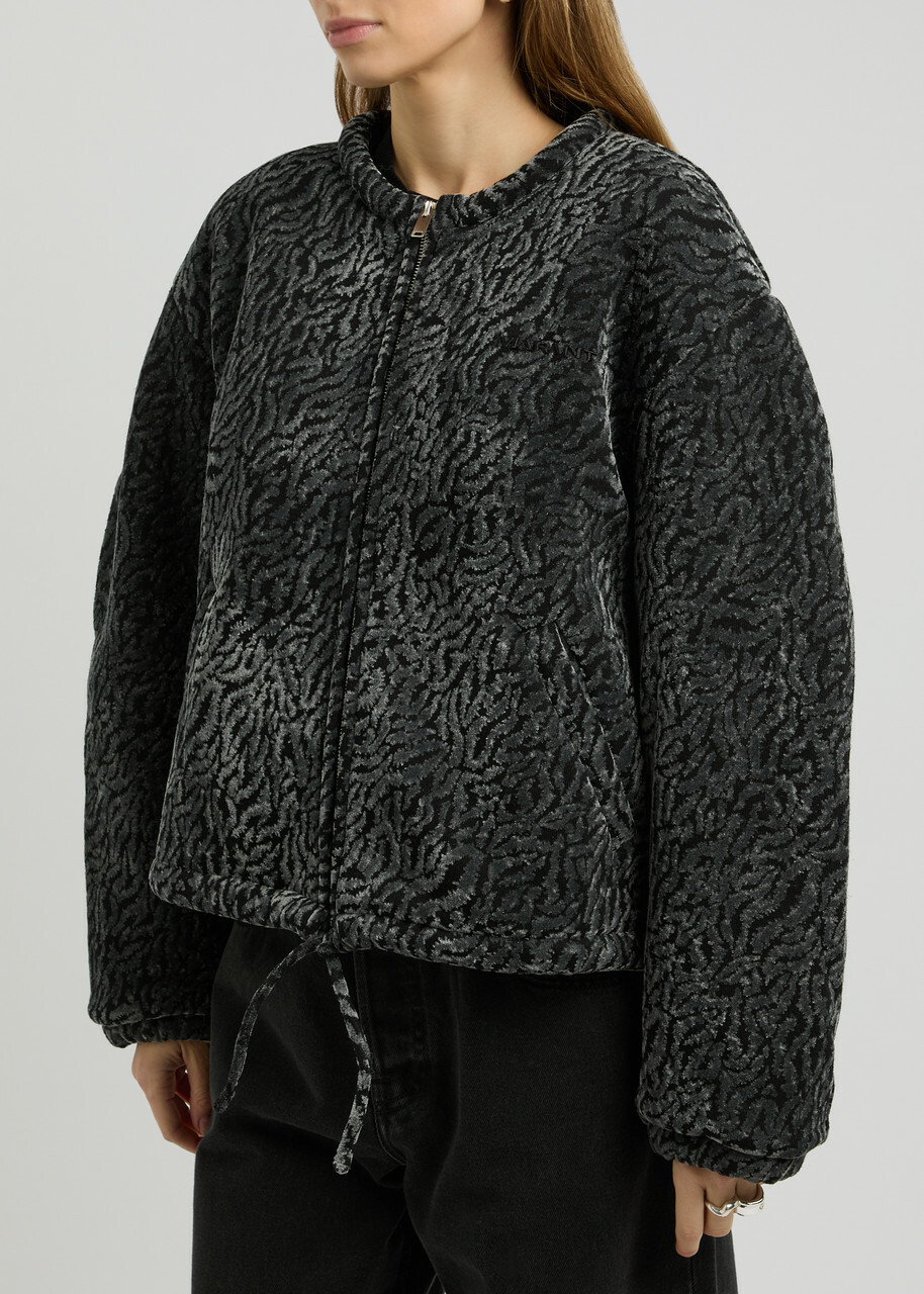 Isabel Marant étoile Abelina Velvet Devoré Bomber Jacket Grey