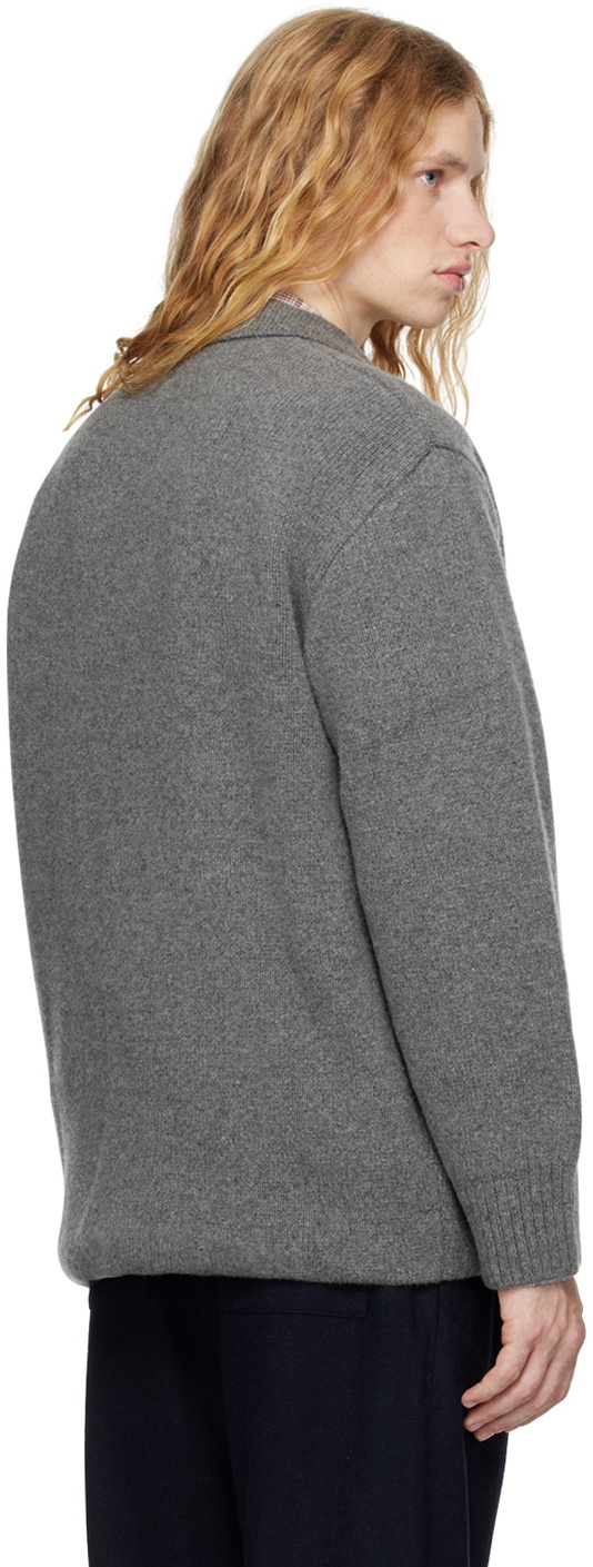DOCUMENT Gray Heavy Weight Wool Double Pocket Cardigan