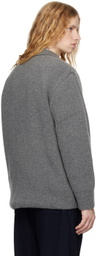 DOCUMENT Gray Heavy Weight Wool Double Pocket Cardigan
