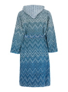 Missoni stone Blue Bathrobe With Hood And All-over Zigzag Motif In Cotton Home