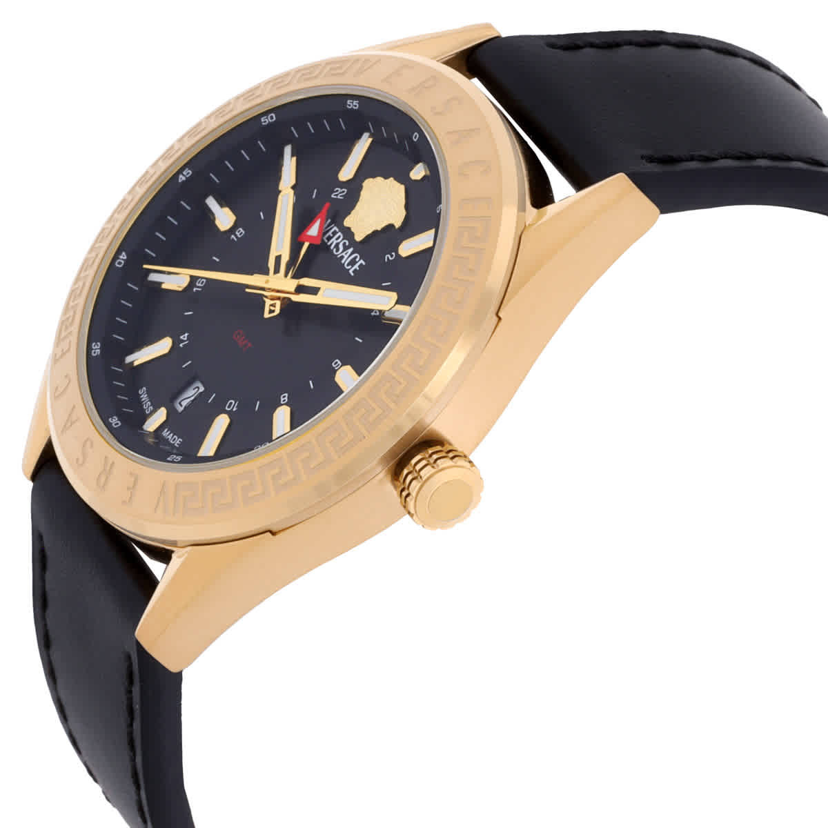 Versace V-Code GMT Quartz Black Dial Mens Watch VEAFA0224 Versace