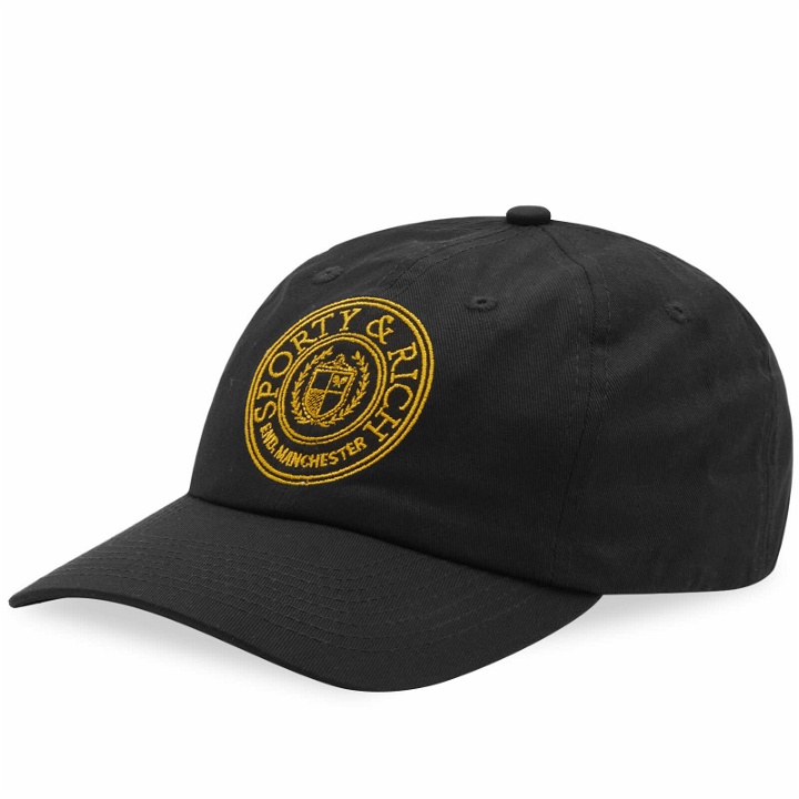 Photo: Sporty & Rich END. x Sporty & Rich Manchester Crest Cap in Black/Yellow