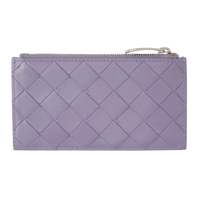 Bottega Veneta Purple Intrecciato Zip Card Holder Bottega Veneta