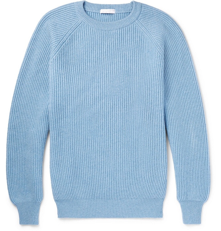 Photo: Anderson & Sheppard - Ribbed Cashmere Sweater - Blue